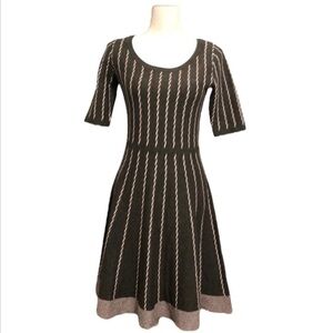 Gabby Skye Gray & Pink Striped Sweater Dress